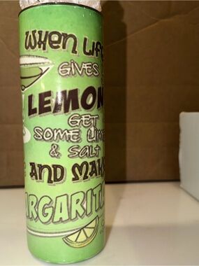 Green Lemon Margarita Tumblerremovable fake ice topper